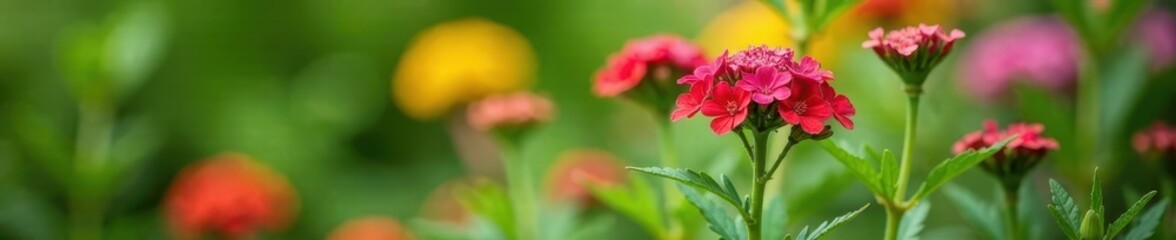 Fototapeta premium Yarrow herb details in garden with flowers and foliage, stem, foliage