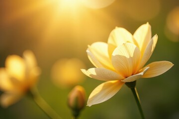 Obraz premium Gentle morning light highlights the delicate petals, yellow, soft focus