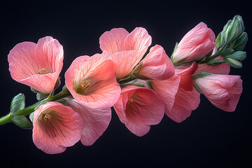Fototapeta premium Delicate Pink Flowers Blossom Dark Background
