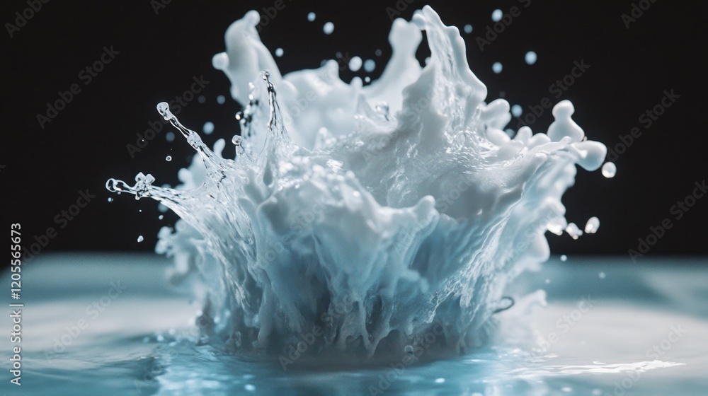 Poster dynamic water splash on a dark background in high definition