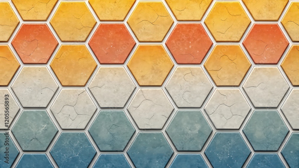 Poster abstract hexagonal tile pattern with earthy tones and reflections wallpaper background