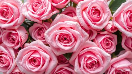 Fototapeta premium Pink Rose Wallpaper, Top View, Macro Floral Background