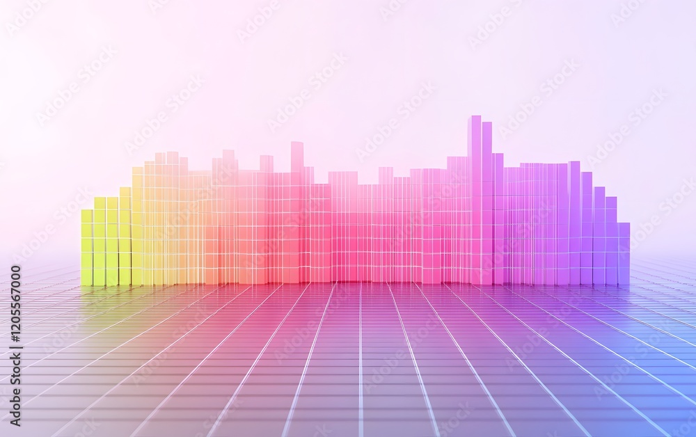 Aufkleber a colorful digital audio visualizer displaying sound frequencies in a wave format, set against a sof