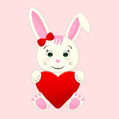 White bunny with heart