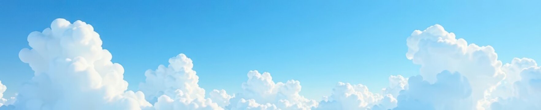 Softly rolling cumulus clouds in a vast blue sky, blue, sky, expansive