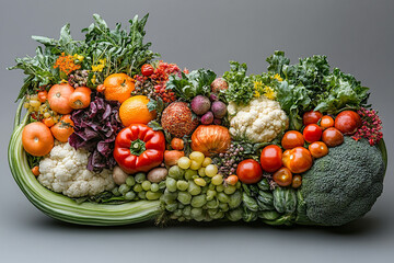 A vibrant arrangement of colorful fresh fruits and vegetables