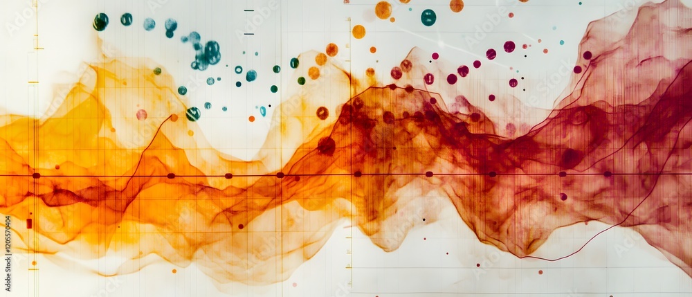 Poster a vibrant composition utilizing fluid shapes and colors, creating an abstract wave effect that captu
