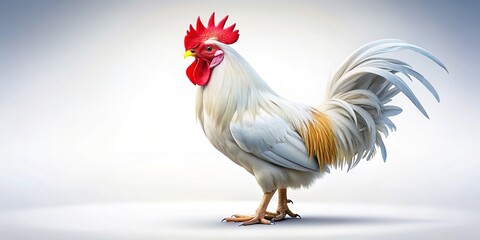 White Rooster and Chicken PNG - Isolated Farm Animals