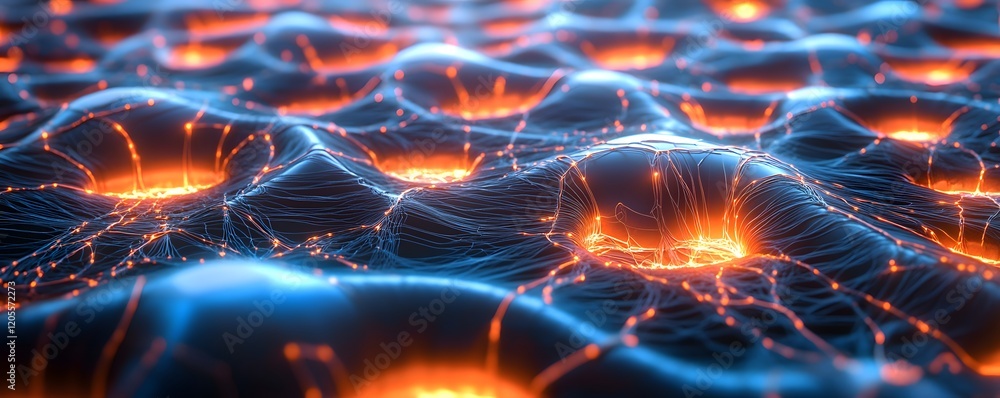 Poster this vibrant, abstract image showcases interconnected nodes emitting glowing light, symbolizing tech