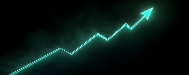 This modern graph symbol represents growth and success in business, showcasing upward trends with a vibrant green arrow against a dark background