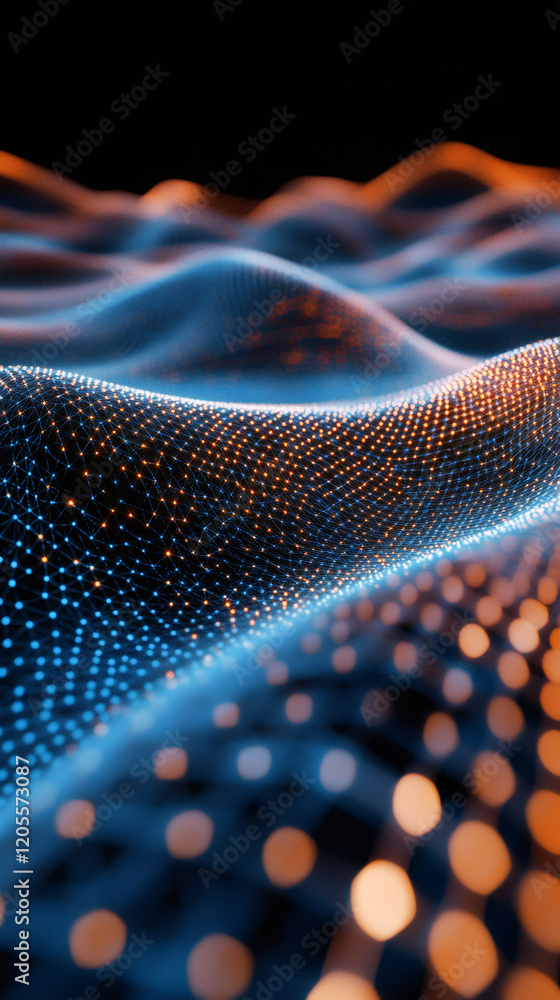 Leinwandbilder plexus network forming a digital landscape with waves, perfect for technology and science related pr