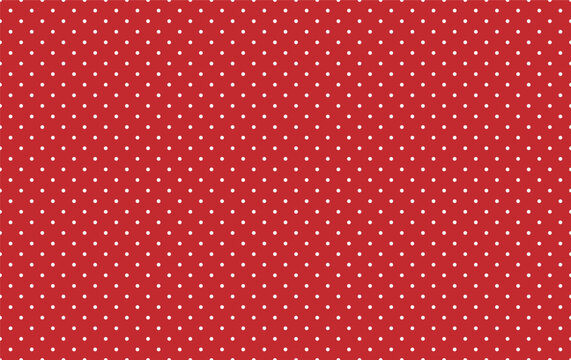 Seamless white polka dot pattern on red background