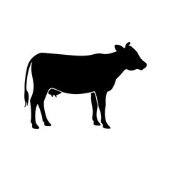 Black Cow silhouette vector illustration on white background.