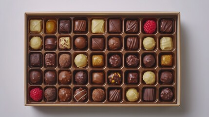 Assorted Gourmet Chocolates in Elegant Gift Box Variety of Flavors and Textures Luxury Sweets