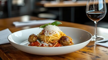 Savory Spaghetti with Meatballs Tomato Sauce and Parmesan   Authentic Italian Cuisine Charm