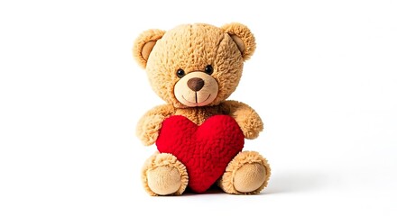 Obraz premium Teddy bear with heart white background