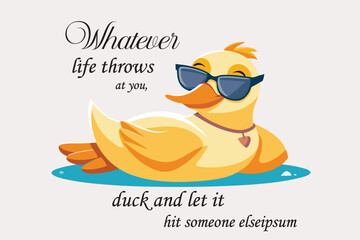 Duck cartoon with a playful and casual style. White background, Isolated