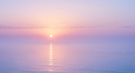 Fototapeta premium Misty Morning Radiance: The Fusion of Abstract Skies and Calm Seas 