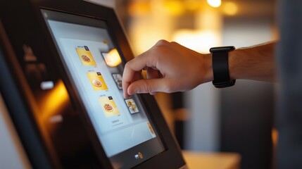 Self-Ordering Kiosk at a Fast Food Restaurant