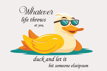 Fototapeta premium Duck cartoon with a playful and casual style. White background, Isolated