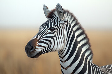 Naklejka premium Majestic Zebra Portrait In Serengeti Landscape