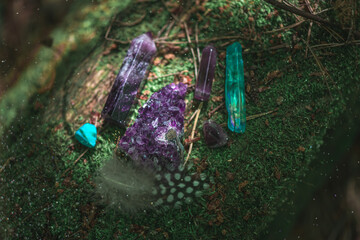 Various crystals for healing, magical practices, minerals for esoteric spiritual practice, Healing...