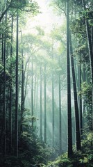 Bamboo Forest Creating Serene Ethereal Atmosphere