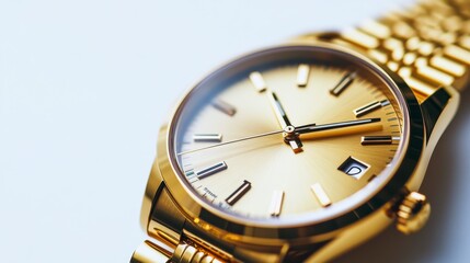 Luxury Gold Wristwatch with Elegant Design Close up View Timepiece Detail