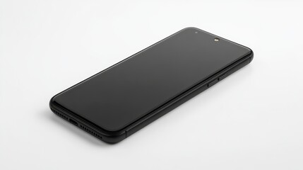 Sleek Black Smartphone Mockup on White Background Modern Device Technology