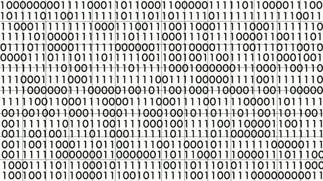 white and black binary code animated background