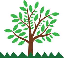 Obraz premium A vector illustration of a tree with green leaves on white background 