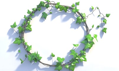 Fototapeta premium Ivy wreath, white background, studio, shadow, mockup