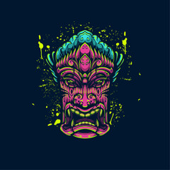 red wood demon mask artwork illustration