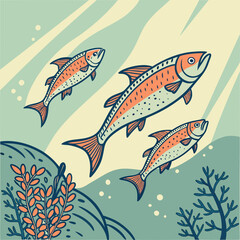 A school of fish swimming in unison