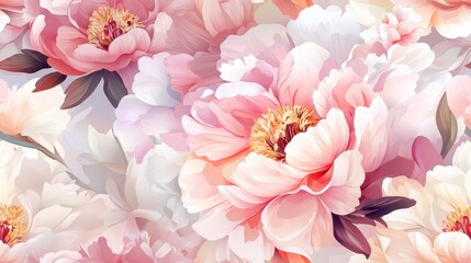 Blush Peony Elegance, a seamless pattern featuring intricate peonies in soft blush tones, perfect for textiles and elegant designs.