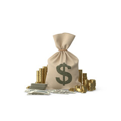coins and dollar, Sack of Gold Coins Wealth Prosperity and Fortune  Transparent PNG
