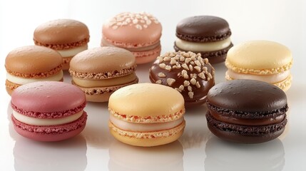 Obraz premium Delicious Assortment of Colorful Macarons French Pastry Sweet Treats Confectionery Dessert