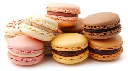 Obraz premium Delicious Assortment of Colorful Macarons French Pastry Sweet Treats Close up Studio Shot