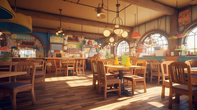 A photo of a family-friendly restaurant interior