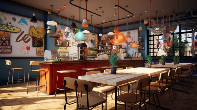 A photo of a family-friendly restaurant interior