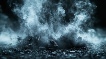 Fototapeta premium Dramatic Smoke and Dark Ash Texture Background Image Mystical Vapor and Coal Dust