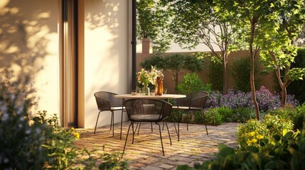 aesthetic table and chairs in the corner of the room