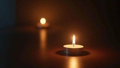 Candle in dark room a tribute to cancer patients and survivors.