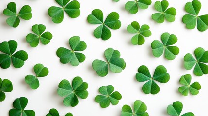 Vibrant Green Shamrock Clovers Pattern St Patrick s Day Background Spring Nature Texture