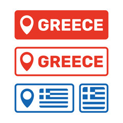 Greece flag map pointer set, national flag of Greece symbols