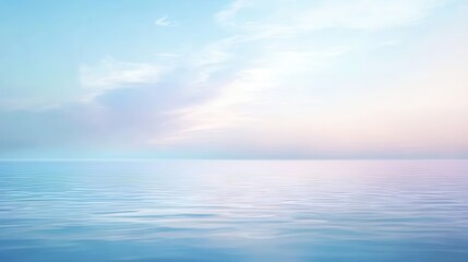 Serene Seascape at Dawn or Dusk Reflecting Pastel Hues