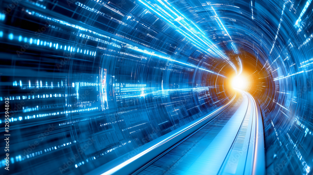 Poster visualization of a futuristic tunnel with light effects