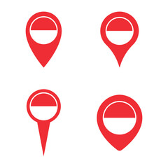 Indonesia map pointer icon set, flag of the Republic of Indonesia symbols