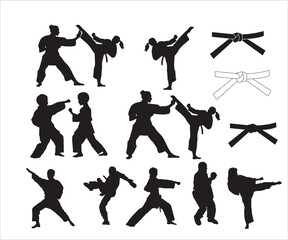 Karate Vector, Taekwondo Silhouettes, Karate Svg Bundlem, Kung fu svg, Karate Silhouettes, Taekwondo svg, karate girl silhouette, Karate Vector