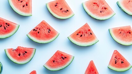 Juicy Watermelon Slices Summer Fruit Pattern Background